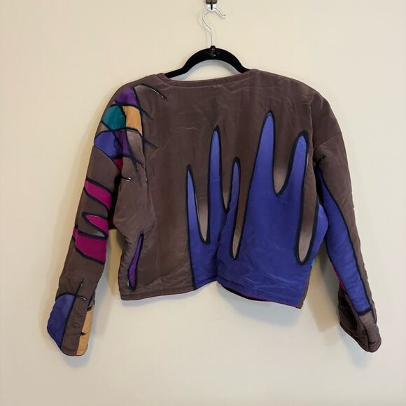 Vintage Laura Salome Patchwork Blazer Jacket Brown Medium - Picture 2 of 7